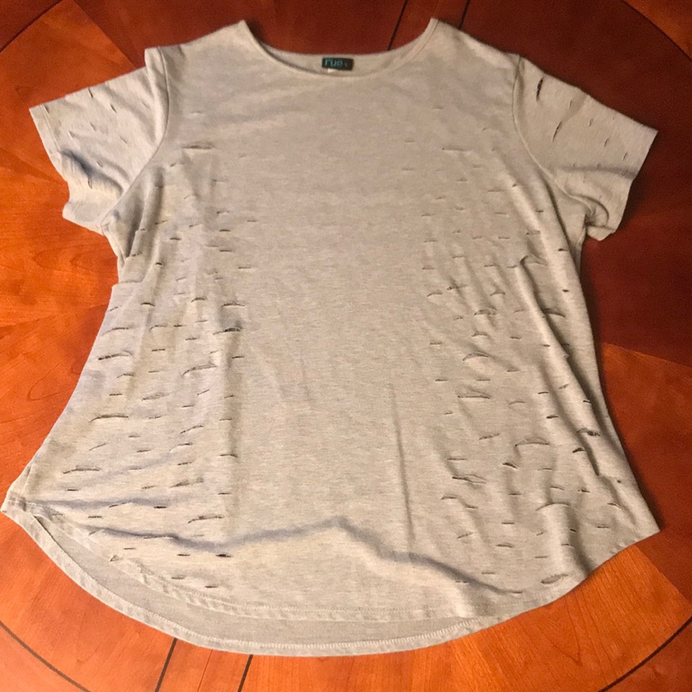 Cut grey workout shirt